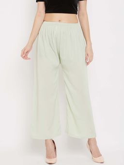 Clora Creation - Green Solid Wide Palazzo