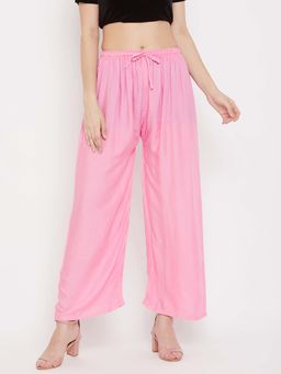 Clora Creation - Pink Solid Wide Palazzo