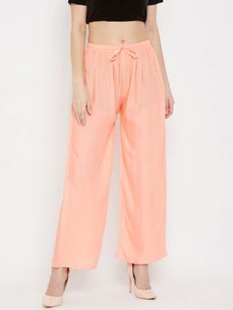 Clora Creation - Peach Solid Wide Palazzo