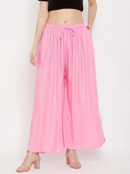 Clora Creation - Pink Solid Flared Palazzo