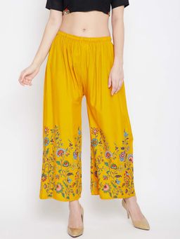Clora Creation - Mustard Floral Wide Palazzo