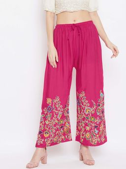 Clora Creation - Magenta Floral Wide Palazzo