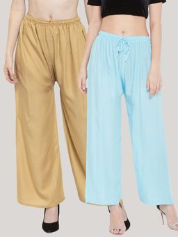 Clora Creation - Multi-Color Solid Wide Palazzos (Pack of 2)