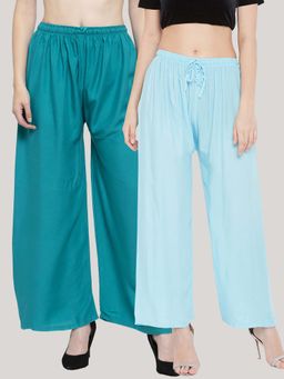 Clora Creation - Multi-Color Solid Wide Palazzos (Pack of 2)
