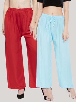 Clora Creation - Multi-Color Solid Wide Palazzos (Pack of 2)