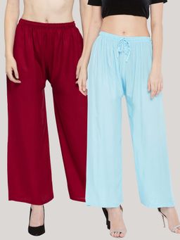 Clora Creation - Multi-Color Solid Wide Palazzos (Pack of 2)