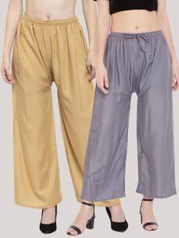 Clora Creation - Multi-Color Solid Wide Palazzos (Pack of 2)