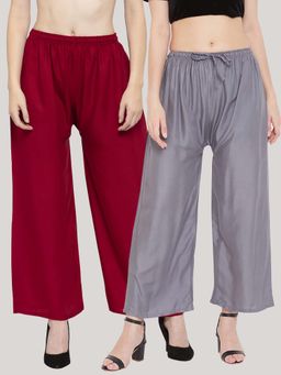 Clora Creation - Multi-Color Solid Wide Palazzos (Pack of 2)