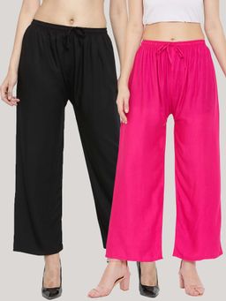 Clora Creation - Multi-Color Solid Wide Palazzos (Pack of 2)