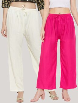 Clora Creation - Multi-Color Solid Wide Palazzos (Pack of 2)