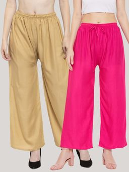 Clora Creation - Multi-Color Solid Wide Palazzos (Pack of 2)