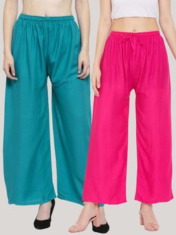 Clora Creation - Multi-Color Solid Wide Palazzos (Pack of 2)
