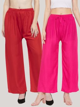 Clora Creation - Multi-Color Solid Wide Palazzos (Pack of 2)