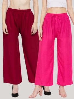 Clora Creation - Multi-Color Solid Wide Palazzos (Pack of 2)