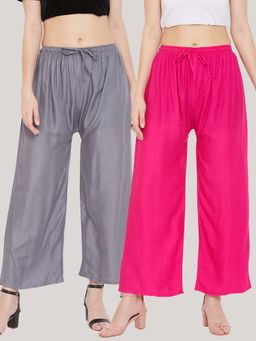 Clora Creation - Multi-Color Solid Wide Palazzos (Pack of 2)