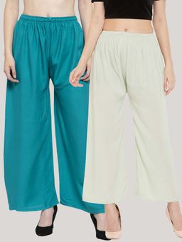 Clora Creation - Multi-Color Solid Wide Palazzos (Pack of 2)