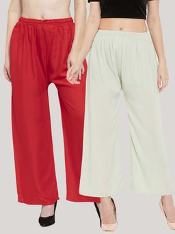 Clora Creation - Multi-Color Solid Wide Palazzos (Pack of 2)