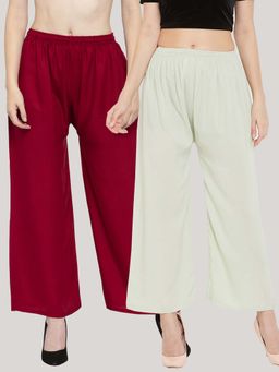 Clora Creation - Multi-Color Solid Wide Palazzos (Pack of 2)