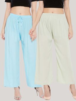 Clora Creation - Multi-Color Solid Wide Palazzos (Pack of 2)