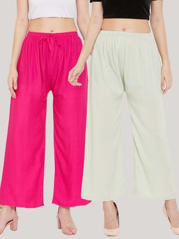 Clora Creation - Multi-Color Solid Wide Palazzos (Pack of 2)