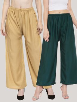 Clora Creation - Multi-Color Solid Wide Palazzos (Pack of 2)