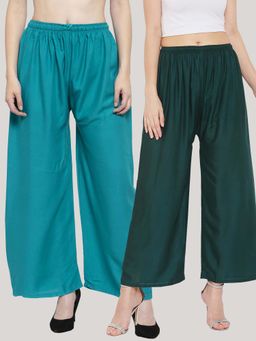 Clora Creation - Multi-Color Solid Wide Palazzos (Pack of 2)