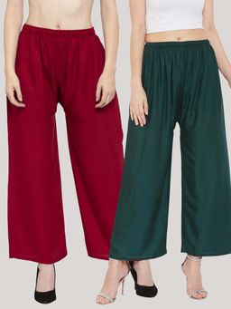 Clora Creation - Multi-Color Solid Wide Palazzos (Pack of 2)