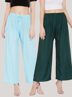 Clora Creation - Multi-Color Solid Wide Palazzos (Pack of 2)