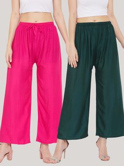 Clora Creation - Multi-Color Solid Wide Palazzos (Pack of 2)