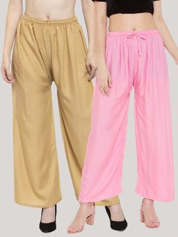 Clora Creation - Multi-Color Solid Wide Palazzos (Pack of 2)