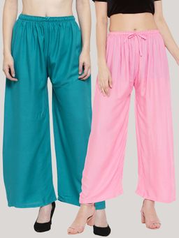Clora Creation - Multi-Color Solid Wide Palazzos (Pack of 2)