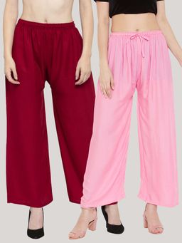 Clora Creation - Multi-Color Solid Wide Palazzos (Pack of 2)