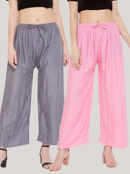 Clora Creation - Multi-Color Solid Wide Palazzos (Pack of 2)