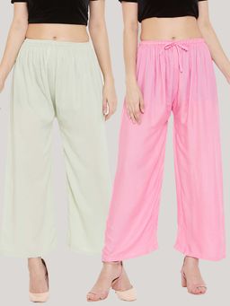 Clora Creation - Multi-Color Solid Wide Palazzos (Pack of 2)