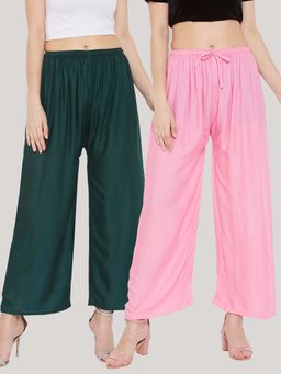 Clora Creation - Multi-Color Solid Wide Palazzos (Pack of 2)