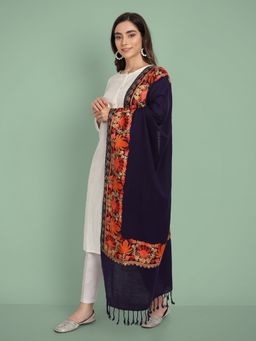 Zamour - Womens Embroidered Kashmiri Blue Stole