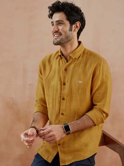 Andamen - Mustard Marigold Linen Slim Casual Shirt