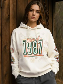 Bewakoof - Stranger Things Women's Gardenia Graphic Printed Oversized Hoodies