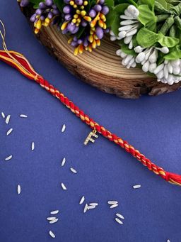 Digital Dress Room - F Letter Name Rakhi Designs Personalized Alphabet Ad Gold Plated
