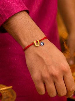 Digital Dress Room - U Letter Evil Eye Moli Thread Rakhi Bhai Bro