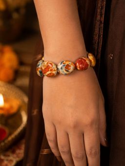 Digital Dress Room - Agate Stone Heart Lumba Rakhi Bracelet for Bhabhi