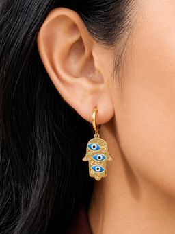 ARTKLIM - Triple Evil Eye Hamsa Anti-Tarnish Earring