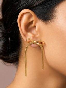 ARTKLIM - Elegant Bow Ribbon Tassel Anti-Tarnish Earring