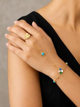 ARTKLIM - Pastel Clover Charm Anti-Tarnish Ring Bracelet