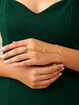 ARTKLIM - Golden Butterfly Charm Anti-Tarnish Ring Bracelet