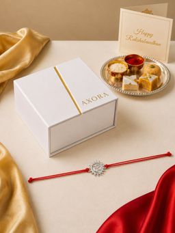 Axora Life - 925 Sterling Silver Om Sun Rakhi For Brother With Roli-Chawal