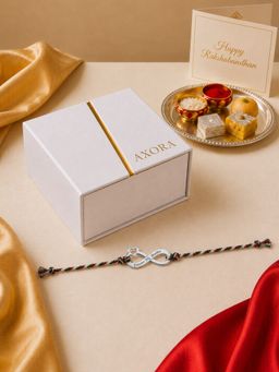 Axora Life - 925 Sterling Silver Forever My Brother Infinity Rakhi With Roli-Chawal
