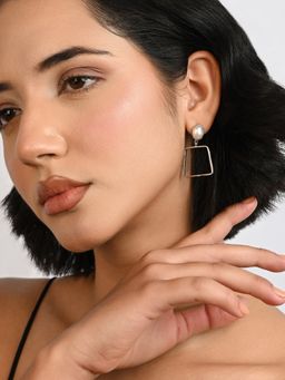 TOUCH925 - Pure 925 Silver Geometric Pearl Drop Earrings For Women