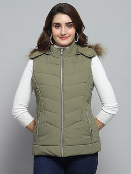 Monte Carlo - Green Solid Puffer Jacket