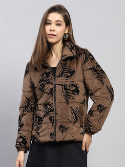 Monte Carlo - Brown Self Design Puffer Jacket